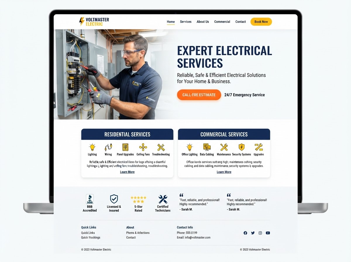 Example Electrical business website mockup