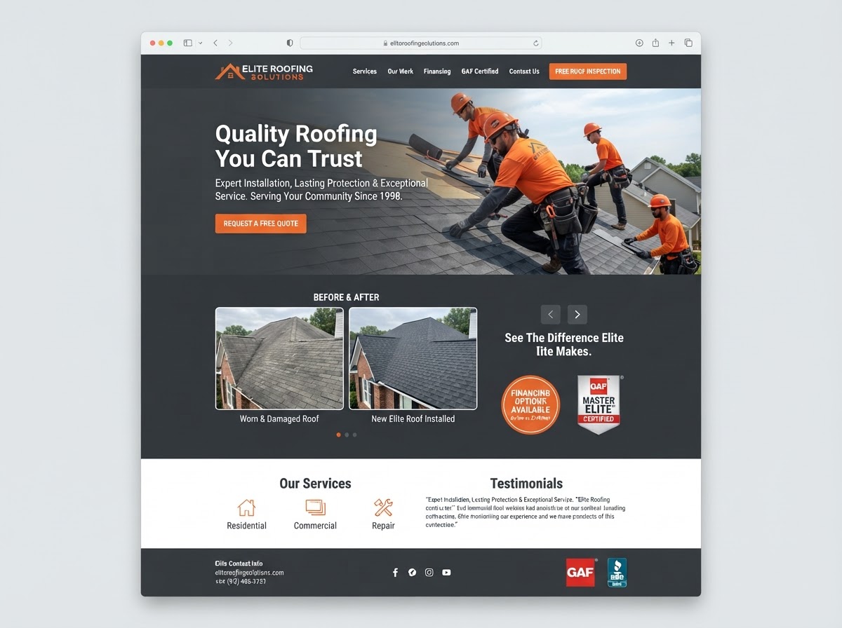 Example Roofing business website mockup