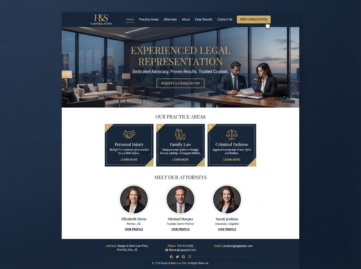 Example Legal business website mockup
