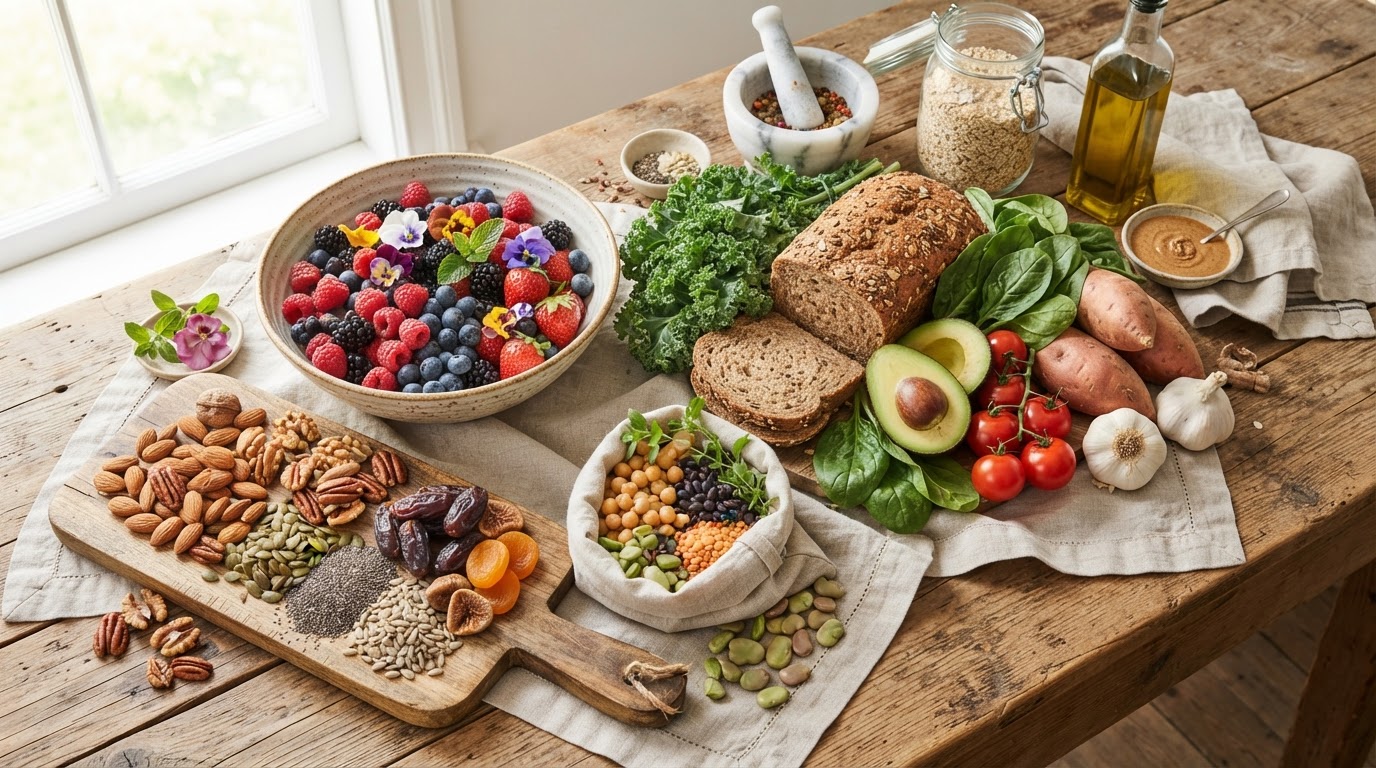 Family dinner table with wholesome dishes served family-style
