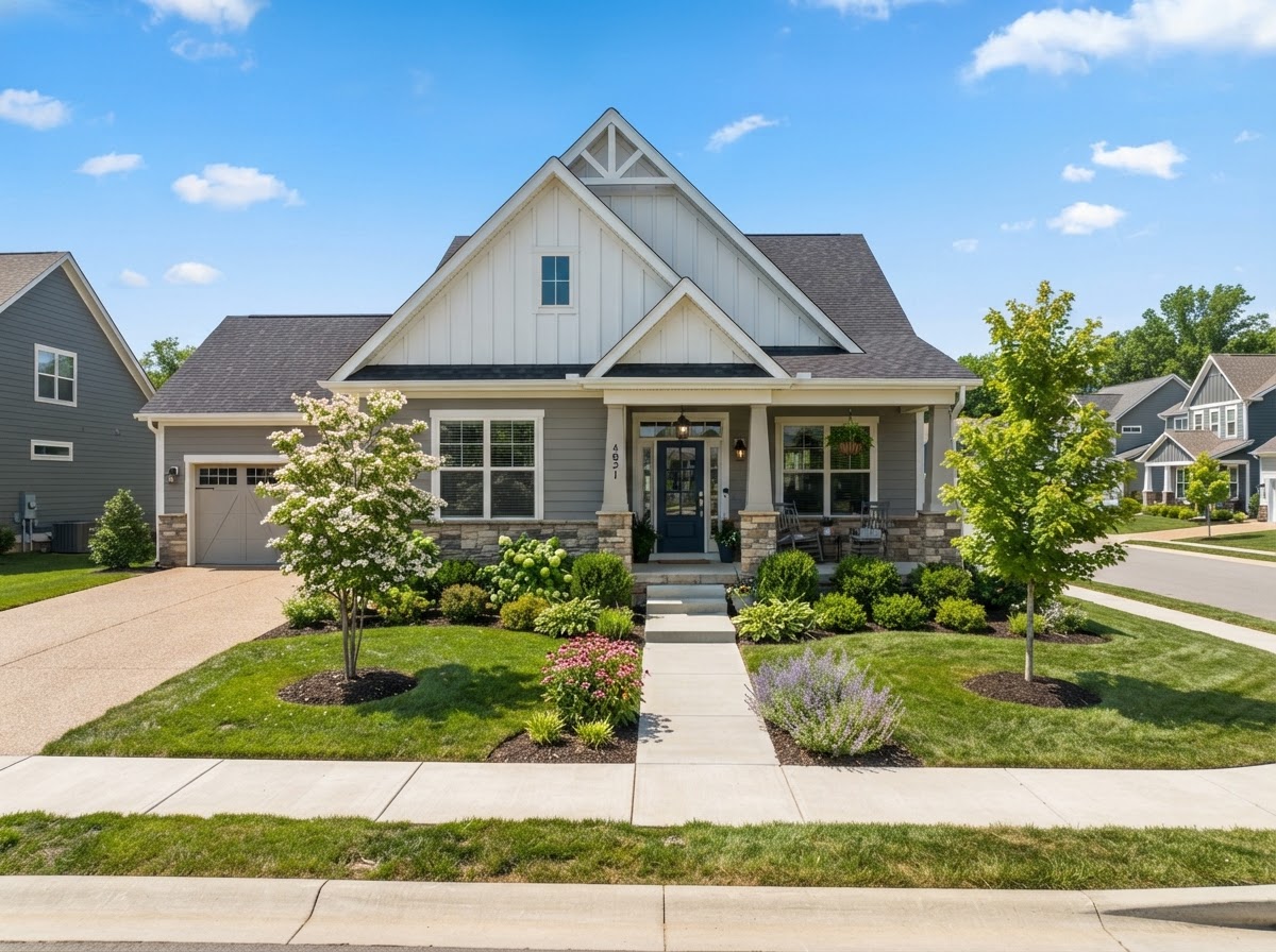 Newer craftsman style single-family home with modern exterior