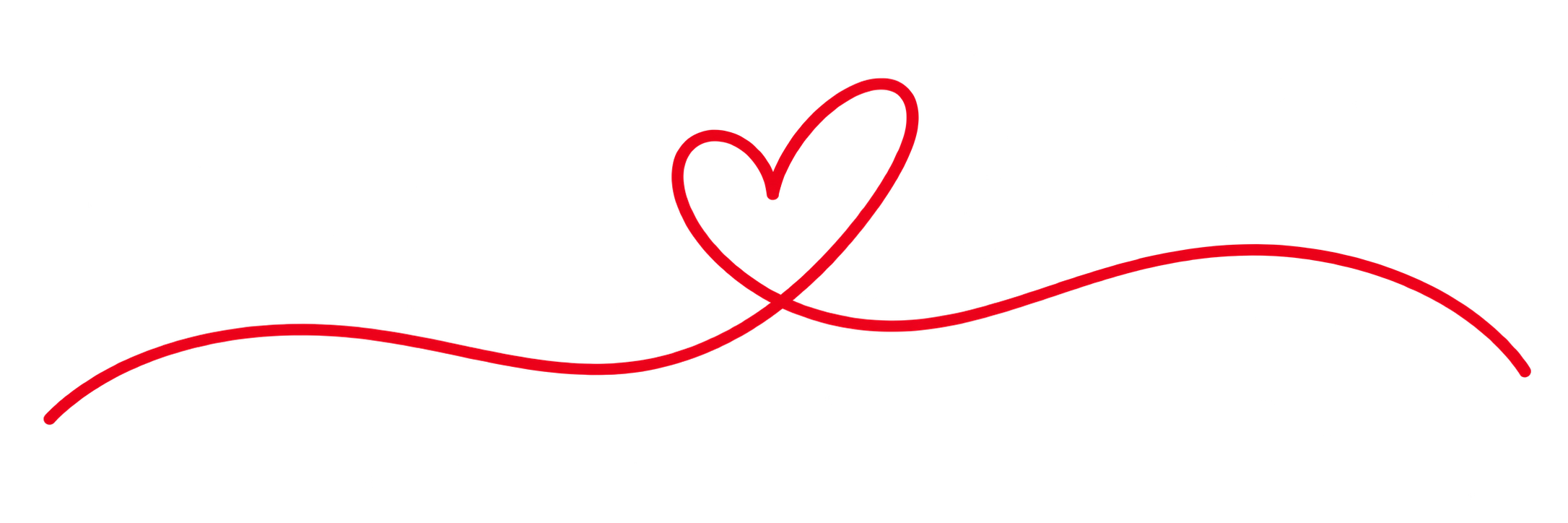 Delicate red heart flourish with flowing line