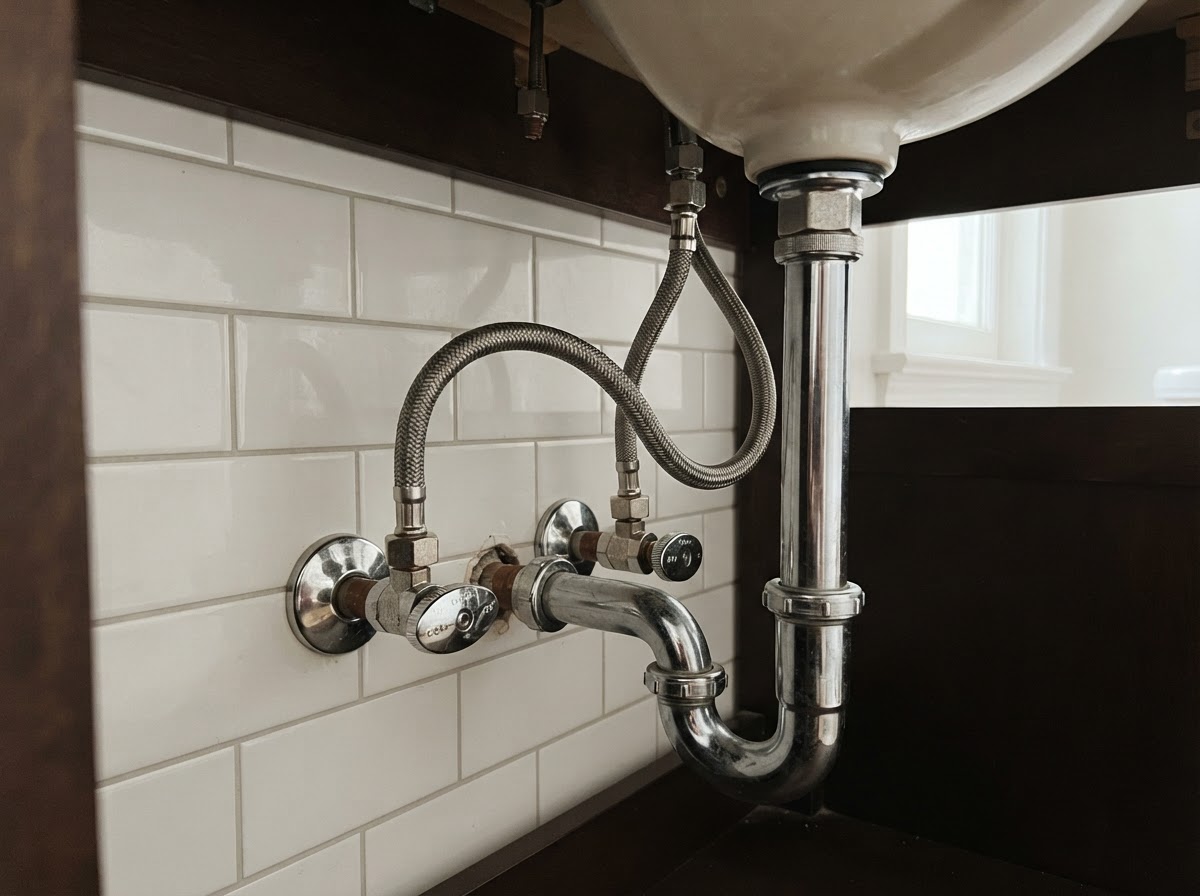 Chrome shutoff valves and braided supply line