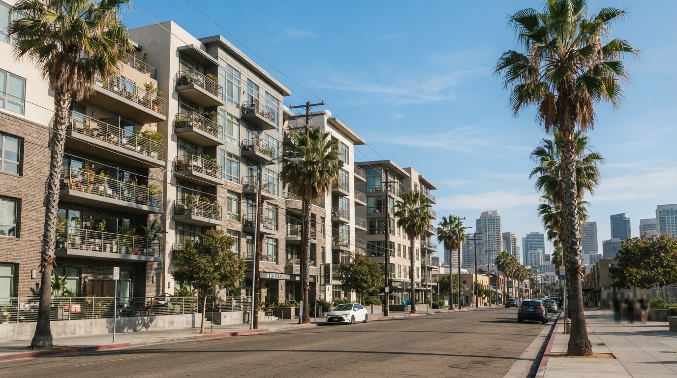 Modern downtown San Diego apartment and condo buildings