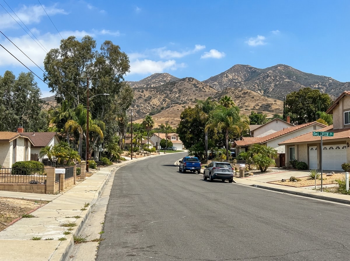 Residential neighborhood street in Santee, CA