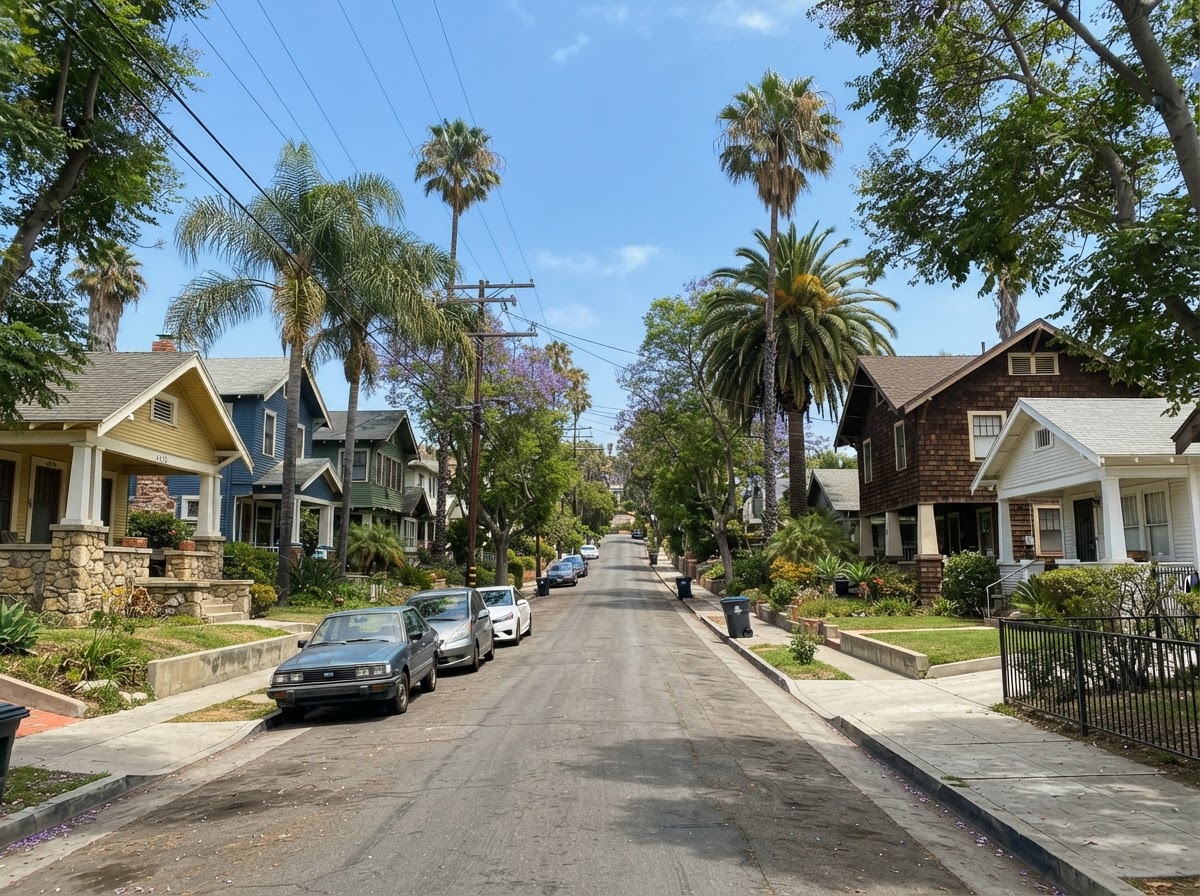 Residential neighborhood street in North Park, San Diego, CA