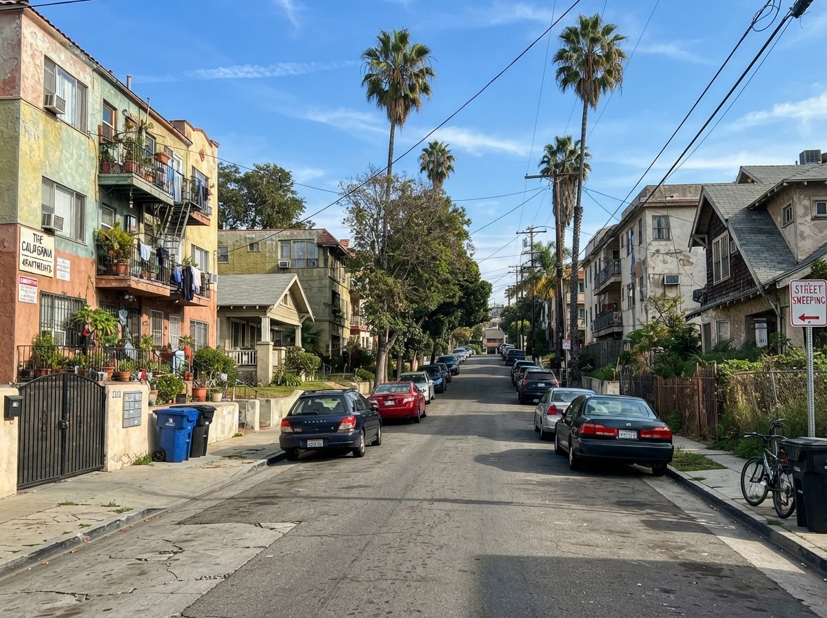 Residential and commercial buildings in National City, California