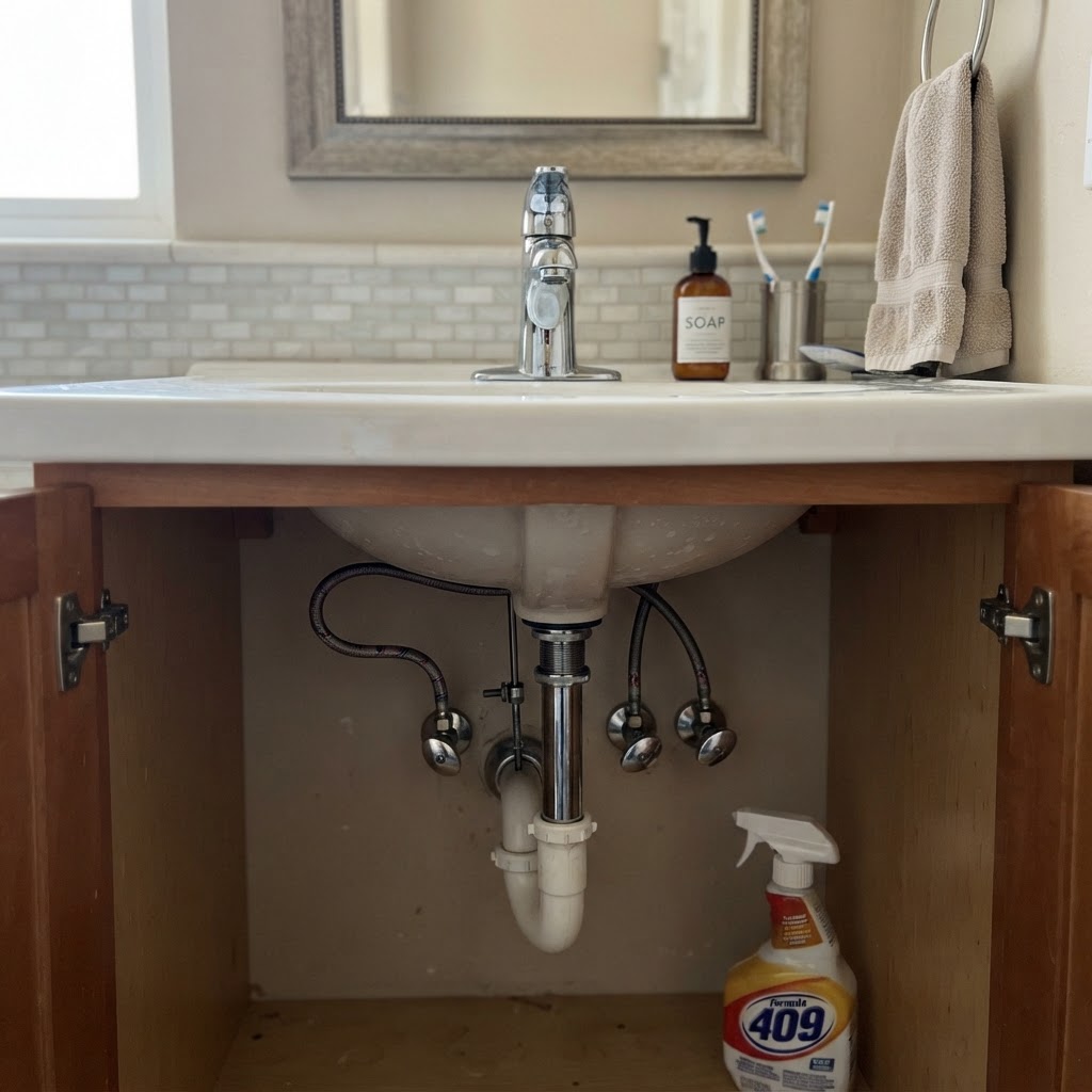 Plumbing environment 4: fixtures, pipes, and water heater components in a San Diego property
