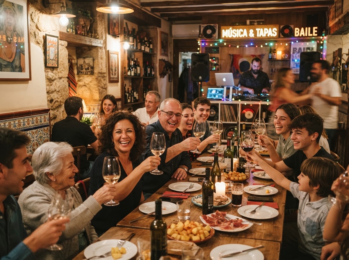 Cena de celebración privada en un restaurante en España