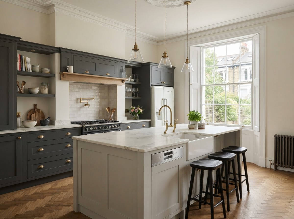 Bespoke Fitted Kitchen with Painted Shaker Cabinets