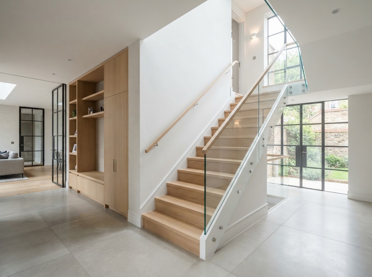 Modern Oak Staircase with Bespoke Joinery