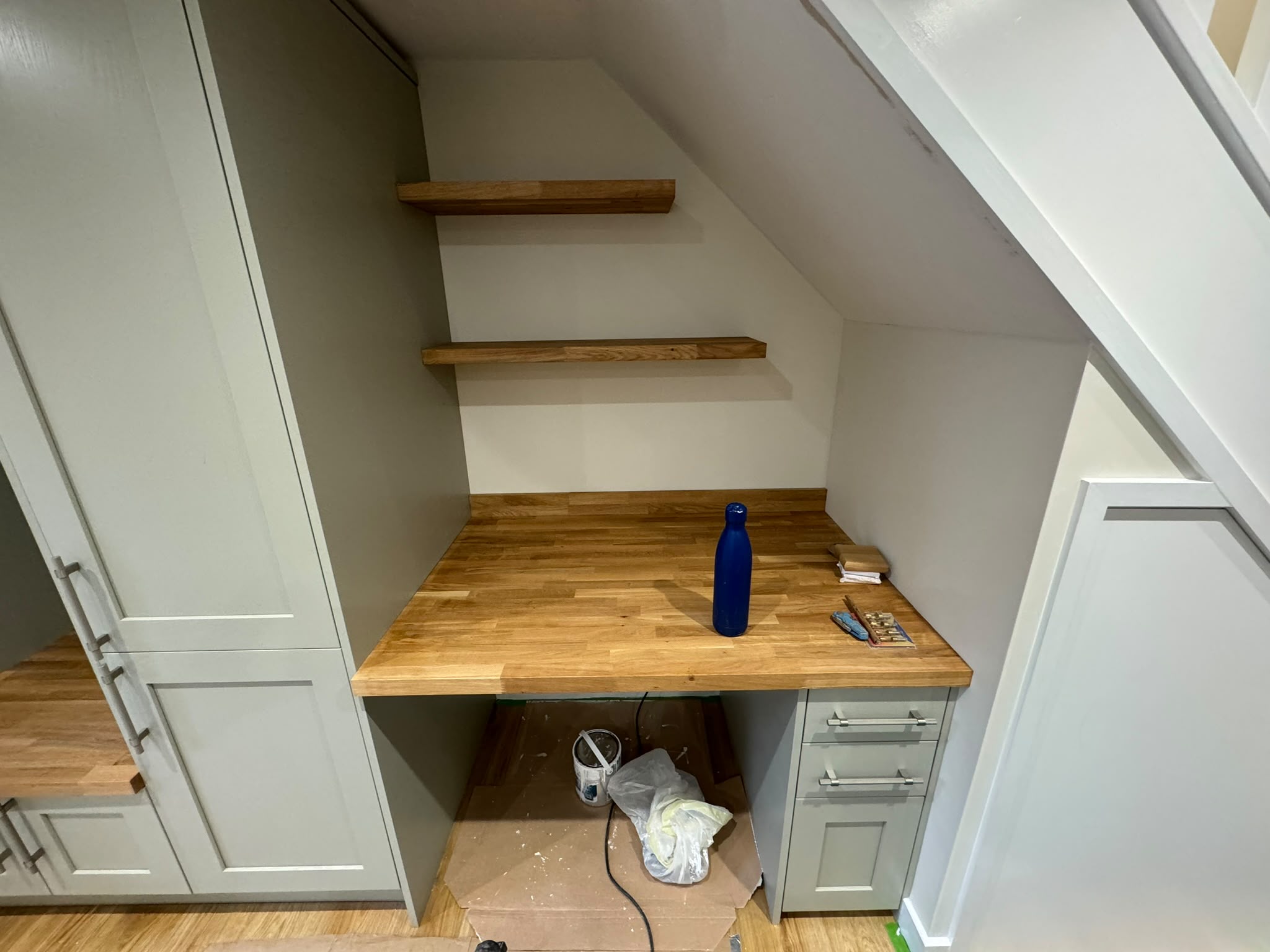 Fitted under-eaves study & solid oak desk — Romsey
