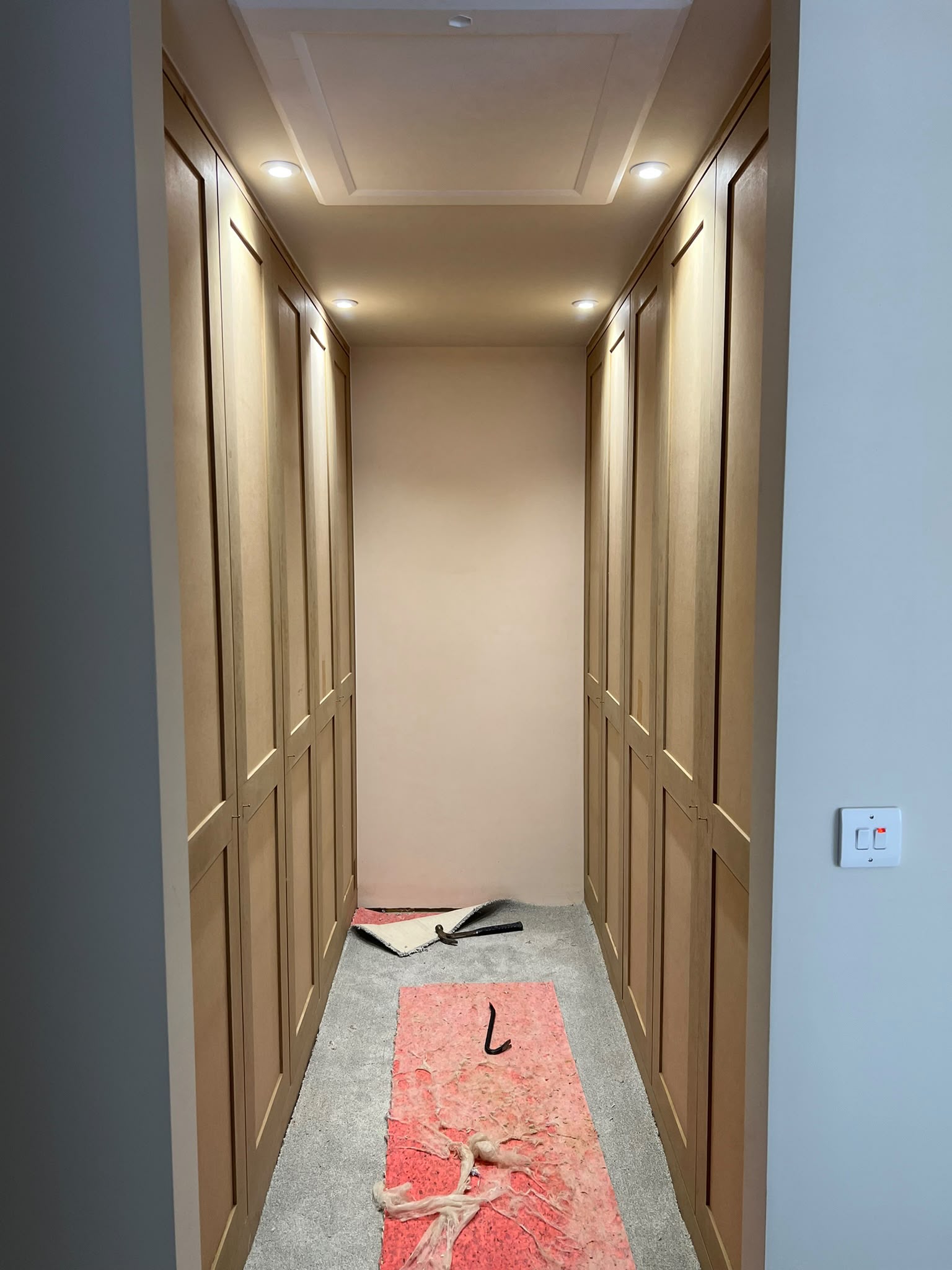 Bespoke walk-in wardrobe dressing area — Amesbury