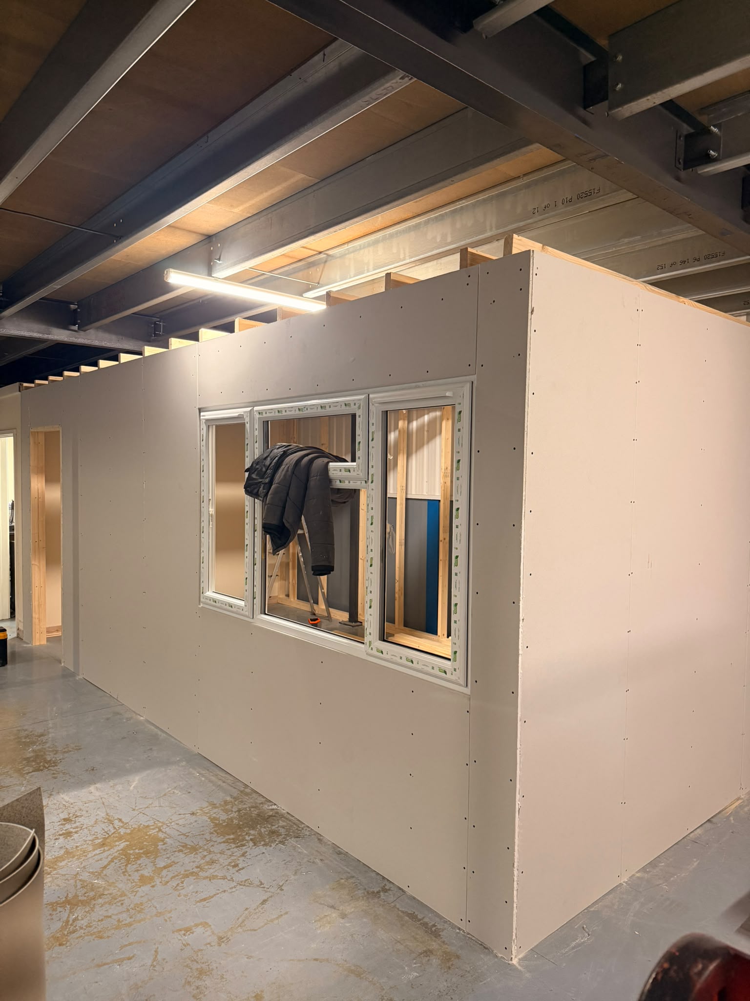 Timber stud partition & mezzanine office build — Andover