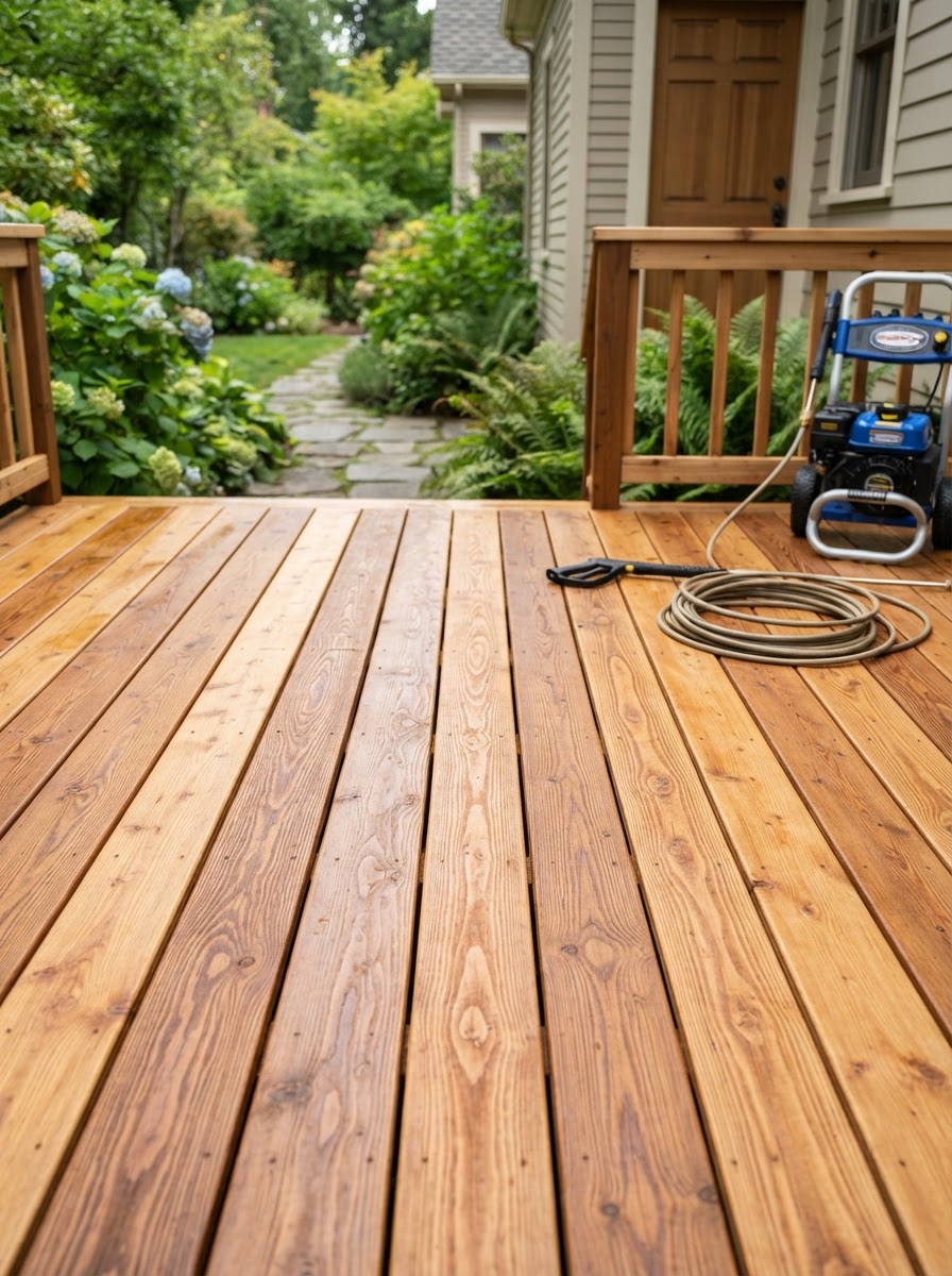 Pressure washed deck in Lake Stevens