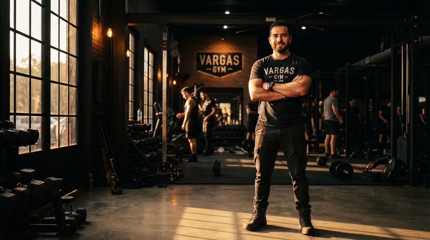 Dueño de gimnasio confiado y con control de su negocio