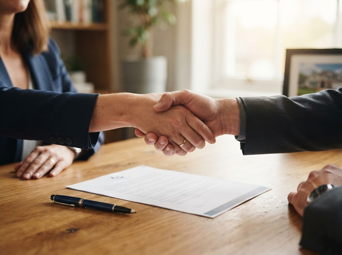 A handshake sealing a partnership