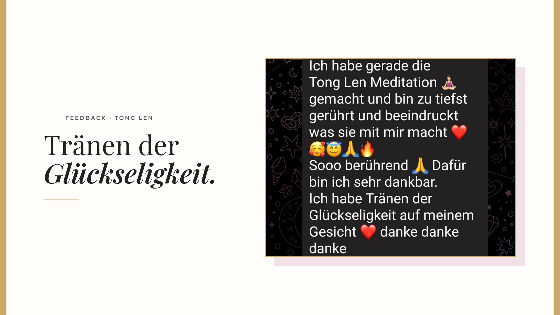 Feedback zur Tonglen Meditation – Tränen der Glückseligkeit
