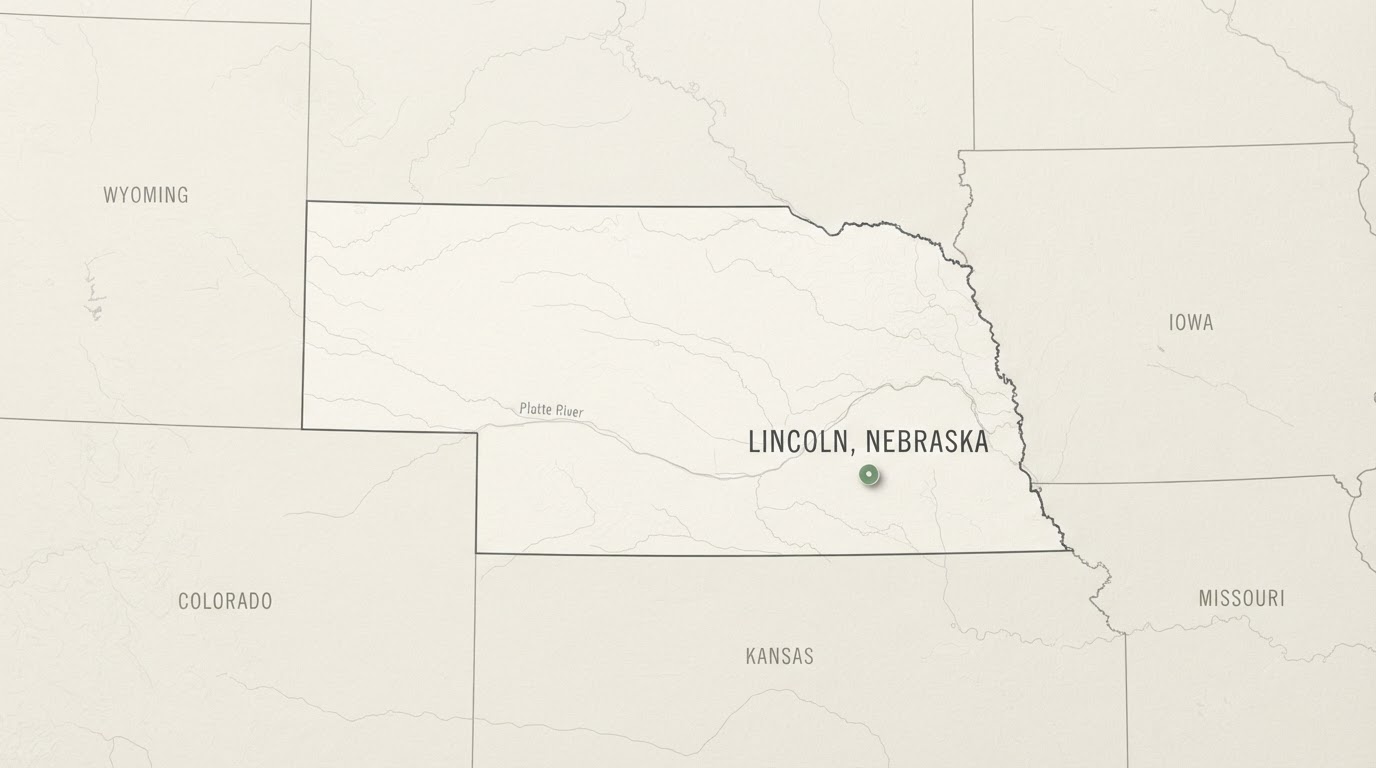 Map graphic highlighting Lincoln, Nebraska service area