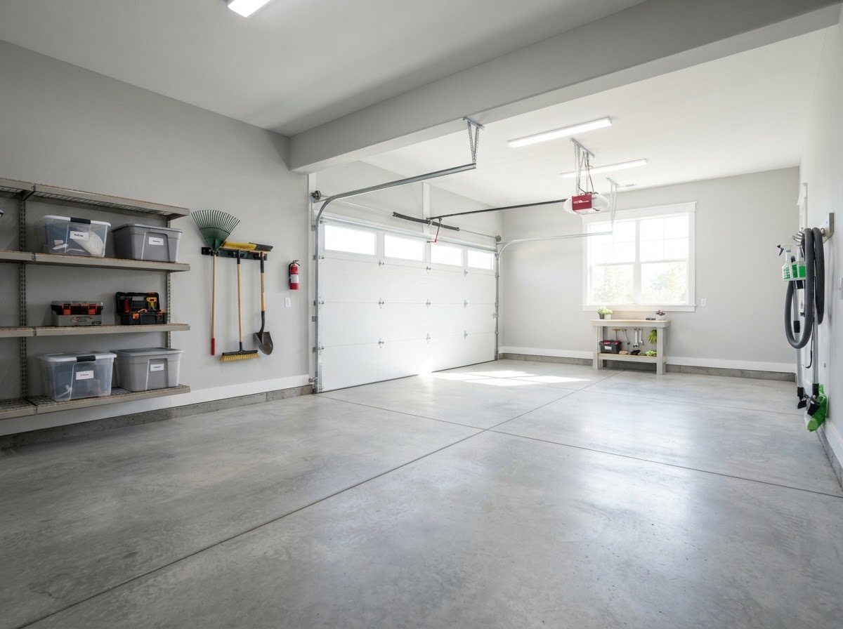 Same garage after Clean Up Kangaroo cleanout, clean and organized