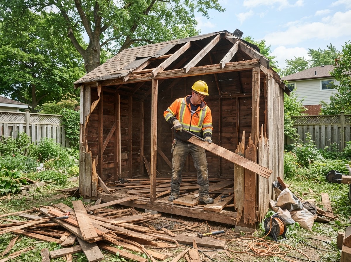 Light demolition of an old backyard shed