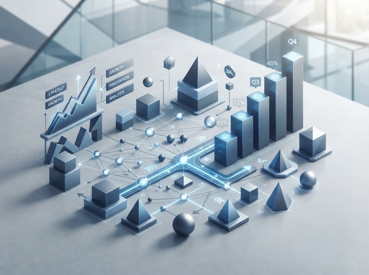 Abstract representation of business strategy and growth