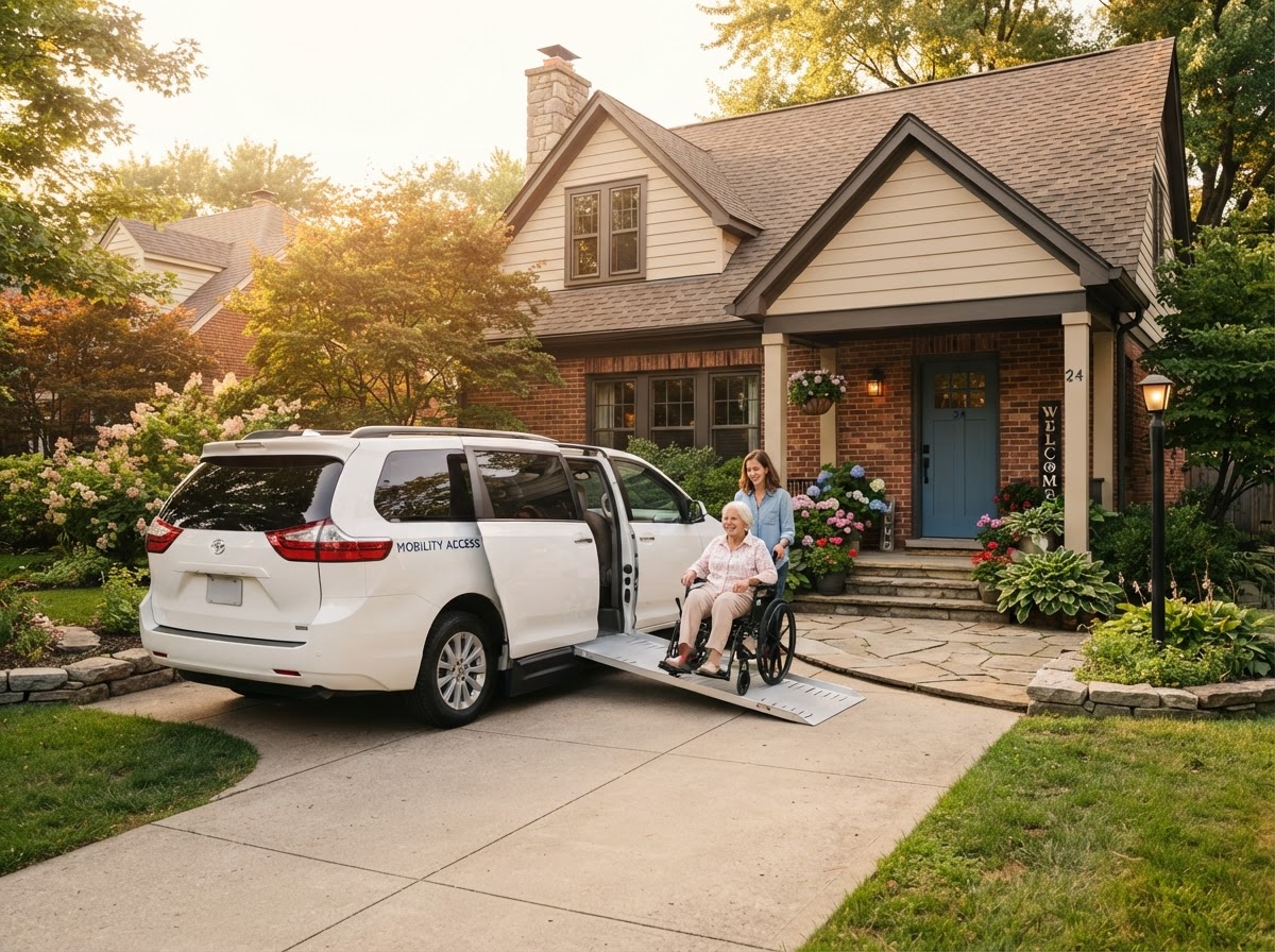 Filaneed side-ramp wheelchair-accessible van ready for senior passenger transport