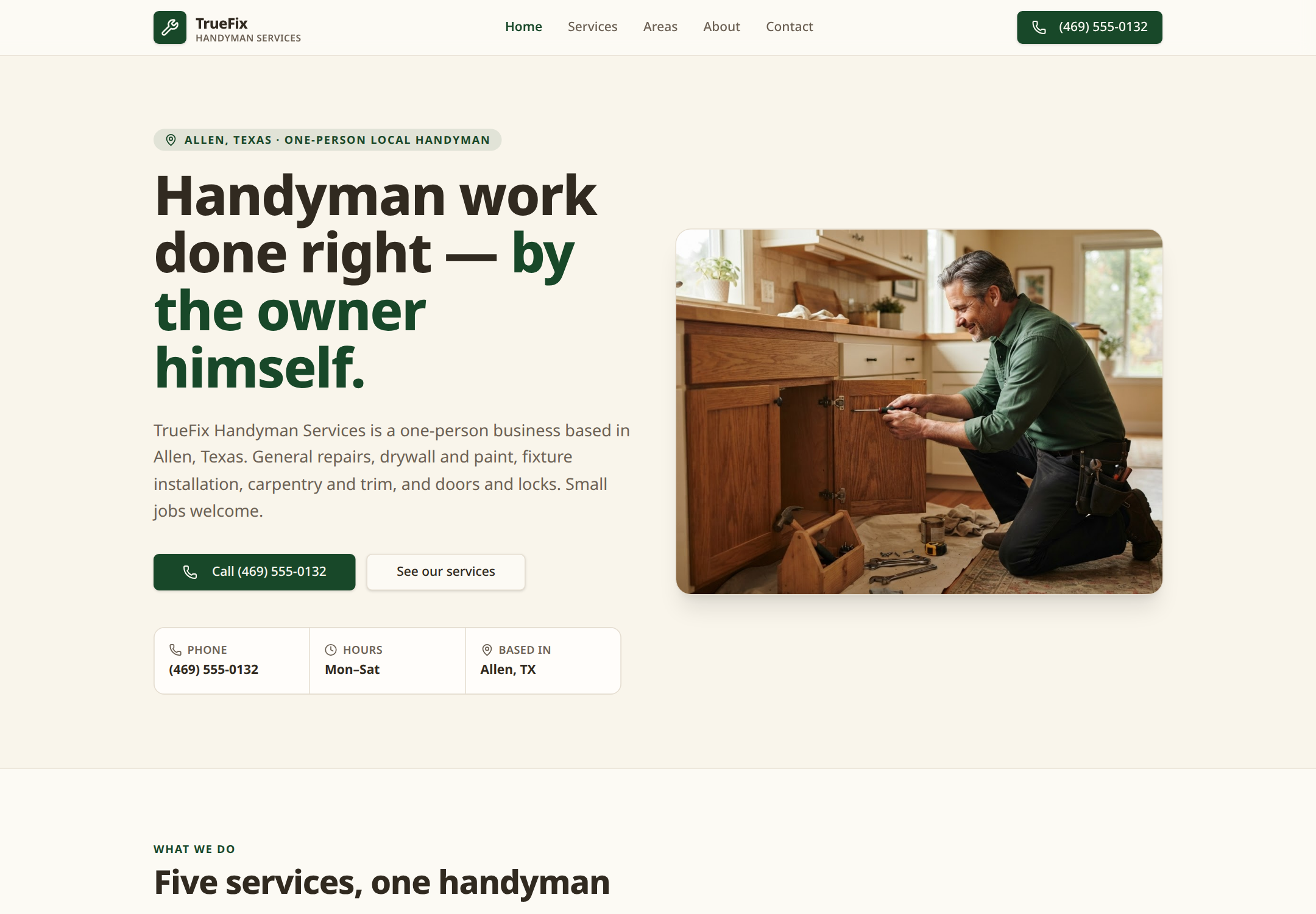 TrueFix Handyman Services website sample preview