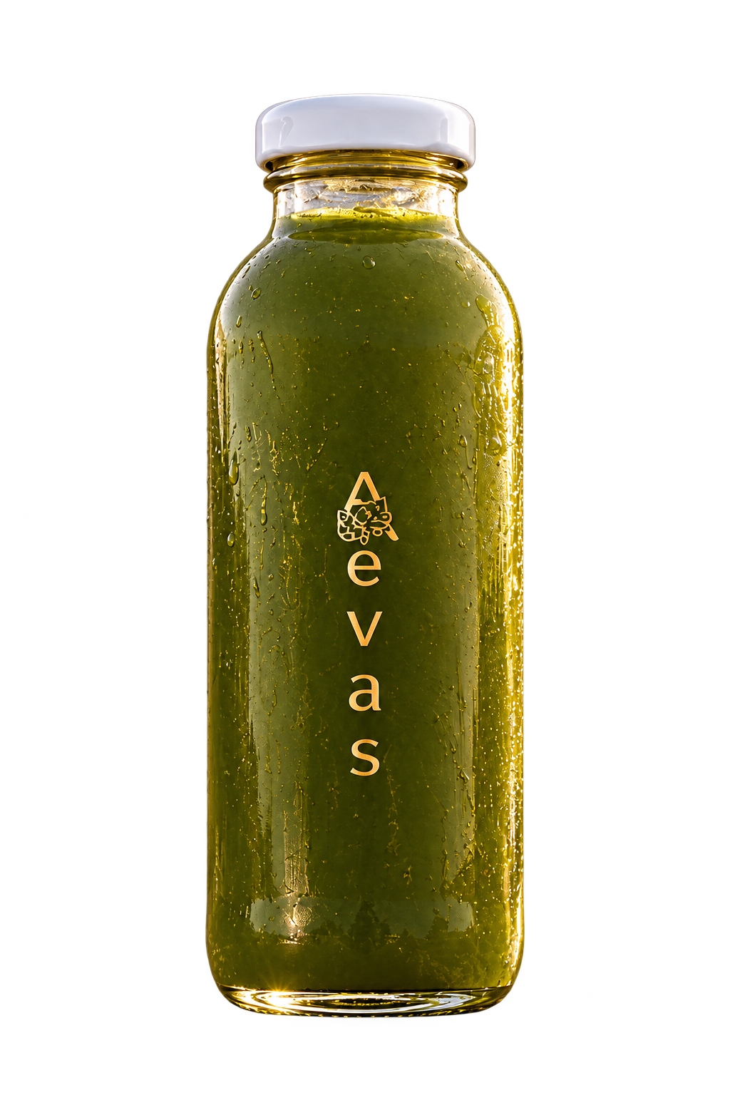 AEVAS 16 oz GREEN RESILIENCE cold-pressed juice glass bottle