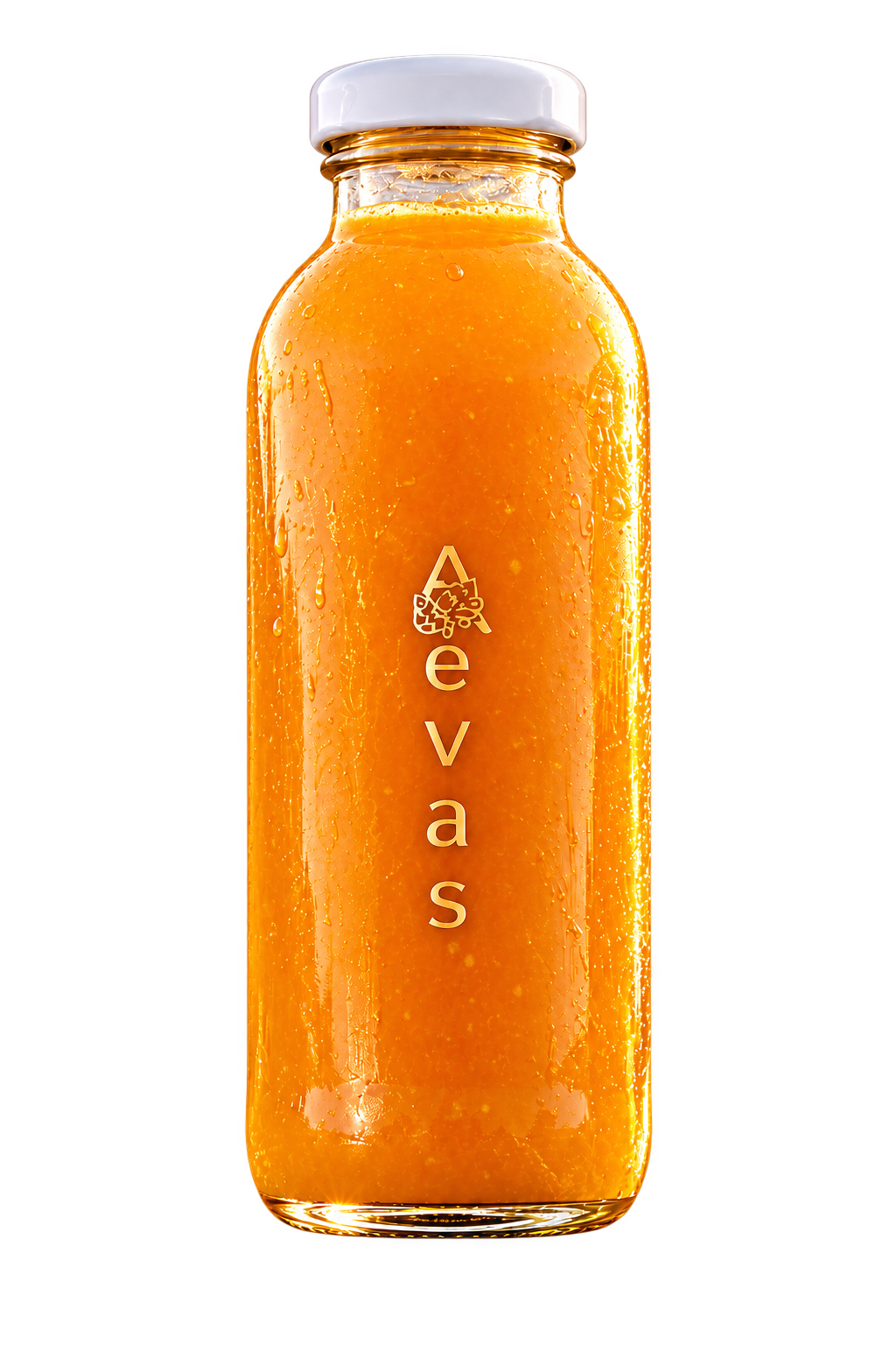 AEVAS 16 oz I-C ORANGE cold-pressed juice glass bottle