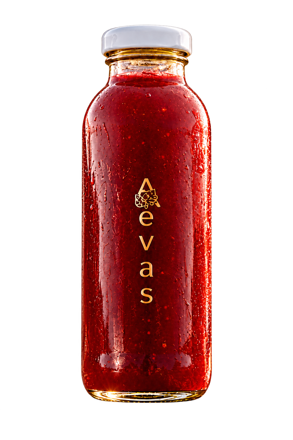 AEVAS 16 oz POWERFUL RED cold-pressed juice glass bottle