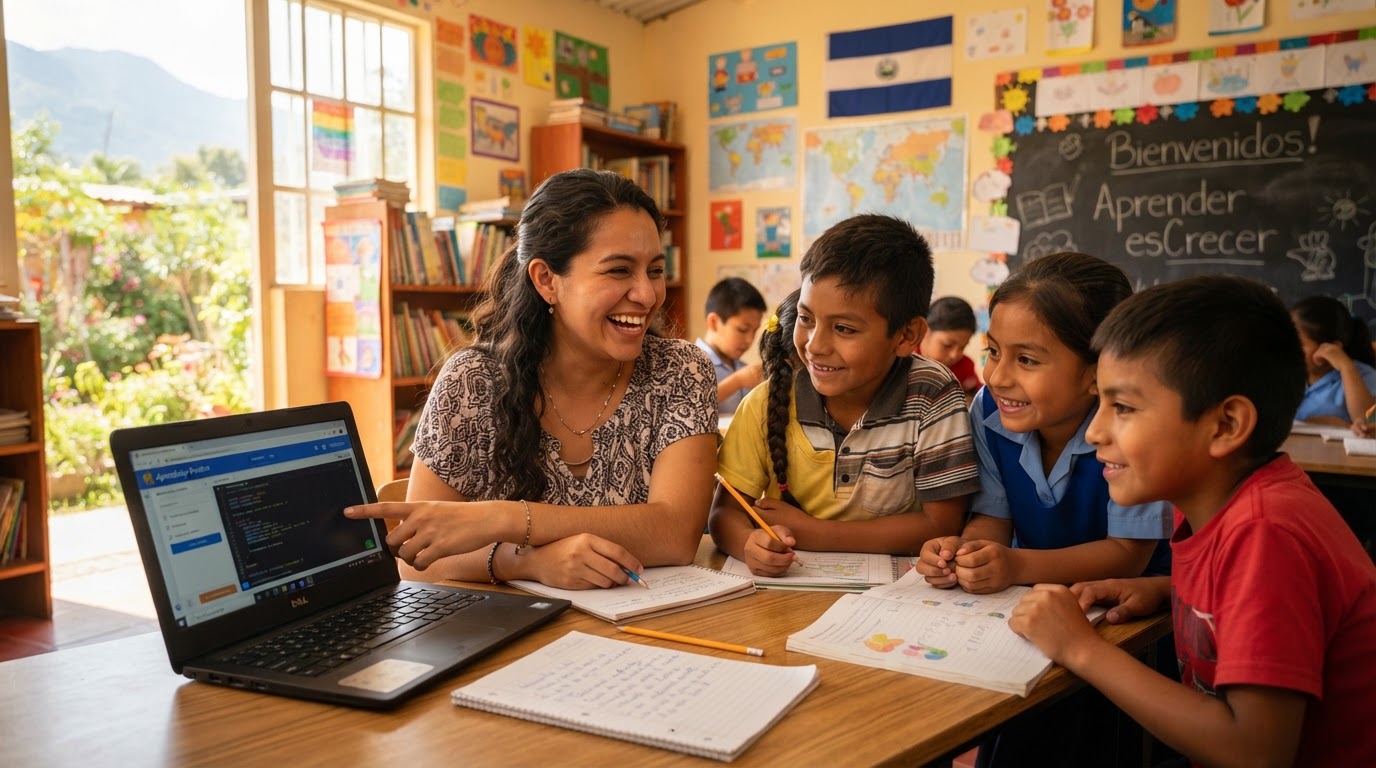 Educador y estudiantes compartiendo conocimiento