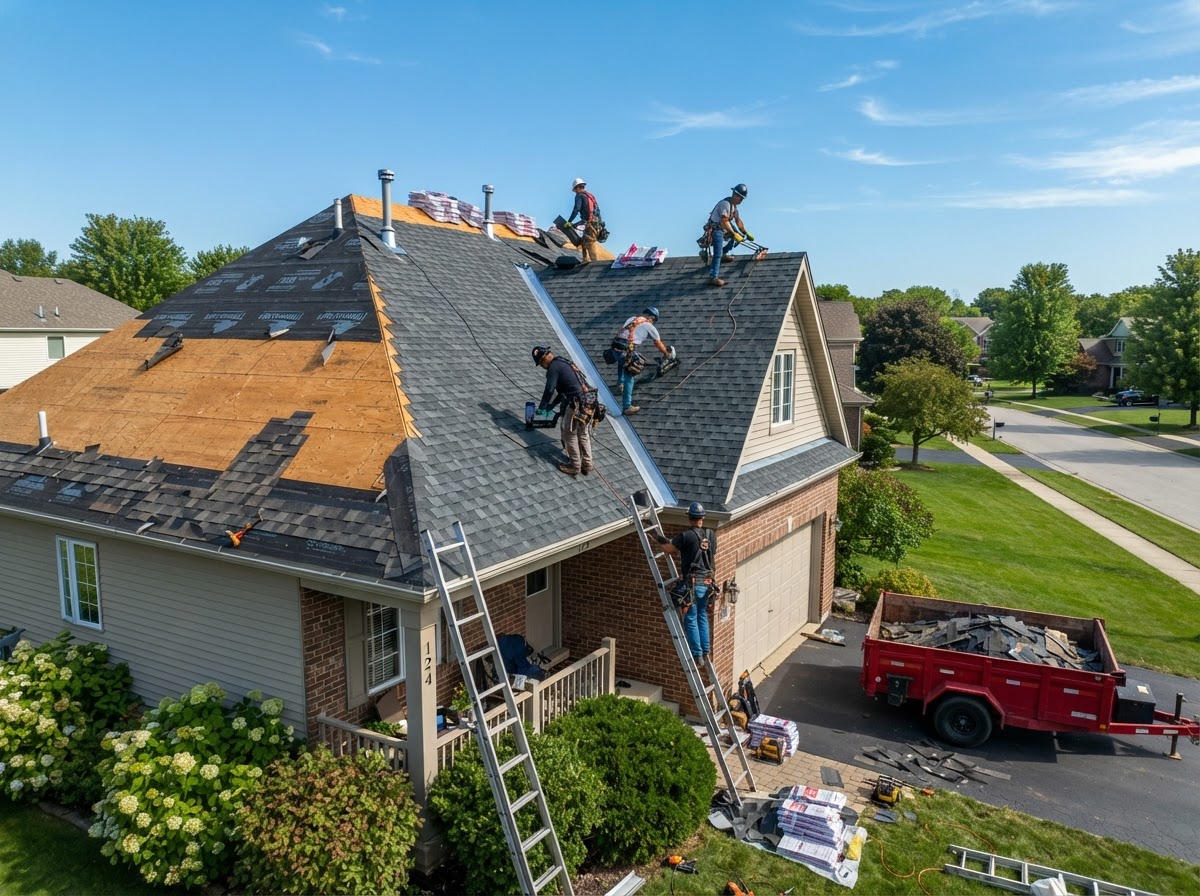 Full roof replacement completed by Falcon Home Solutions
