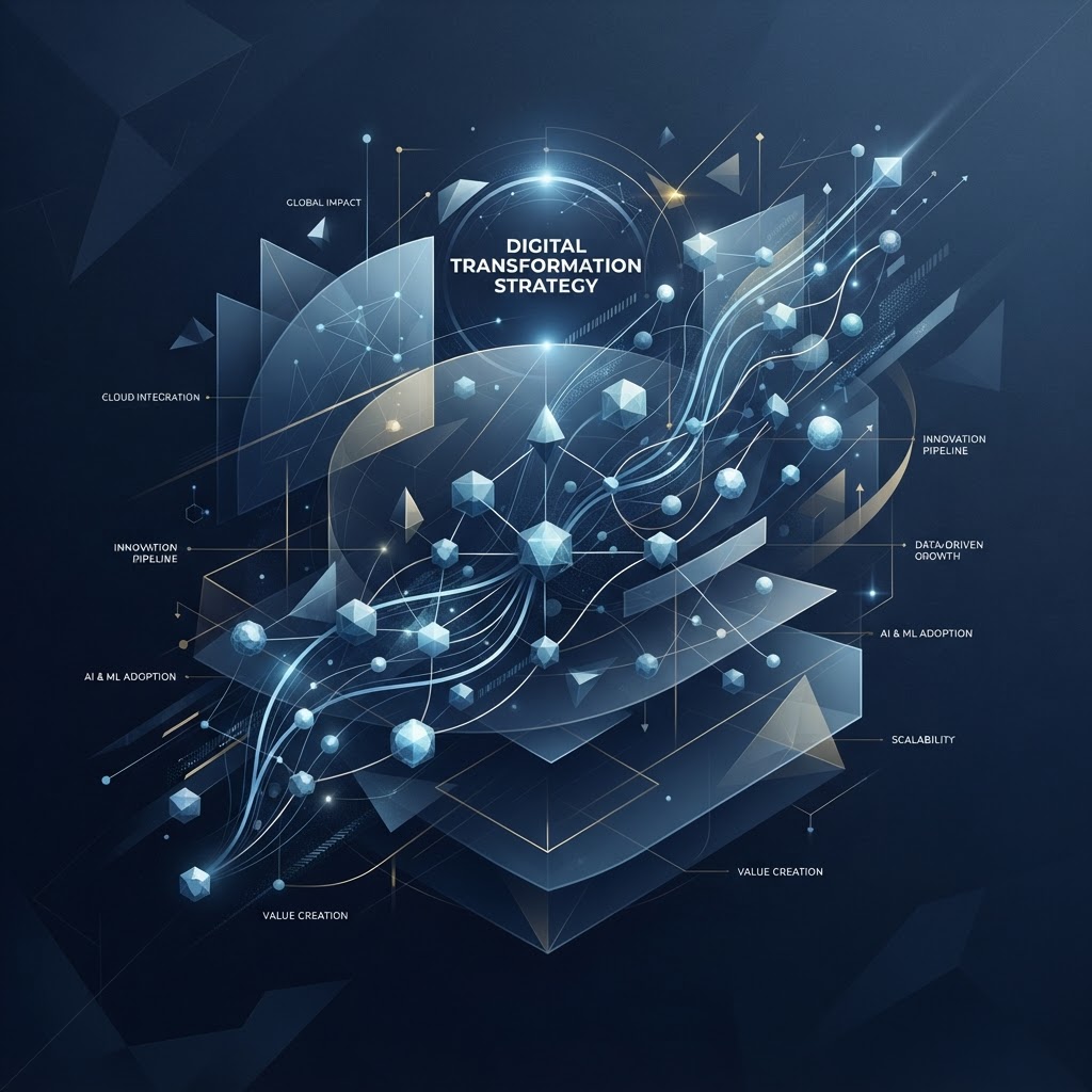 Abstract network representing connected business strategy and technology