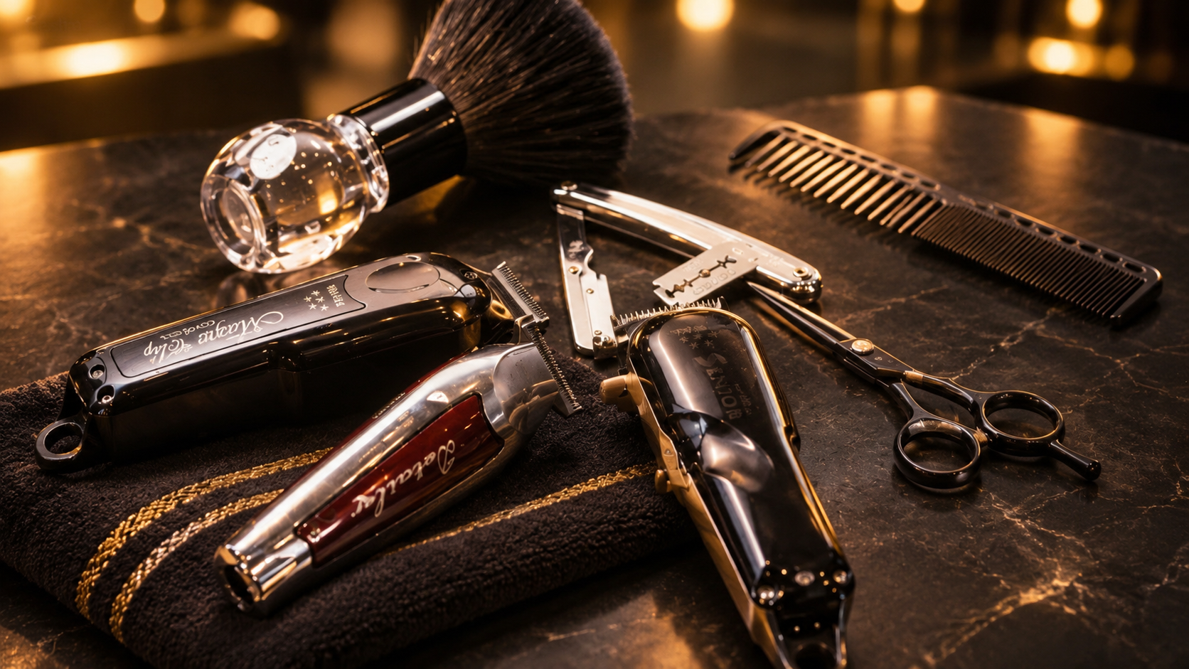 Nu Look Barber precision clippers and straight razor tools
