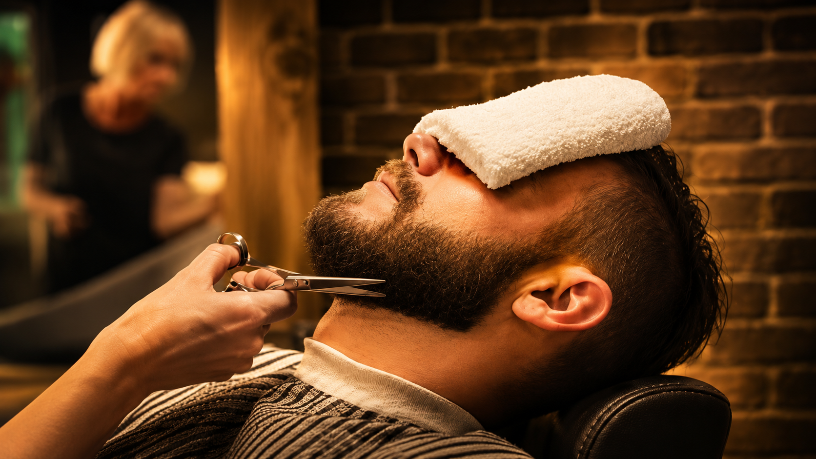 Nu Look Barber hot towel beard trim and facial grooming