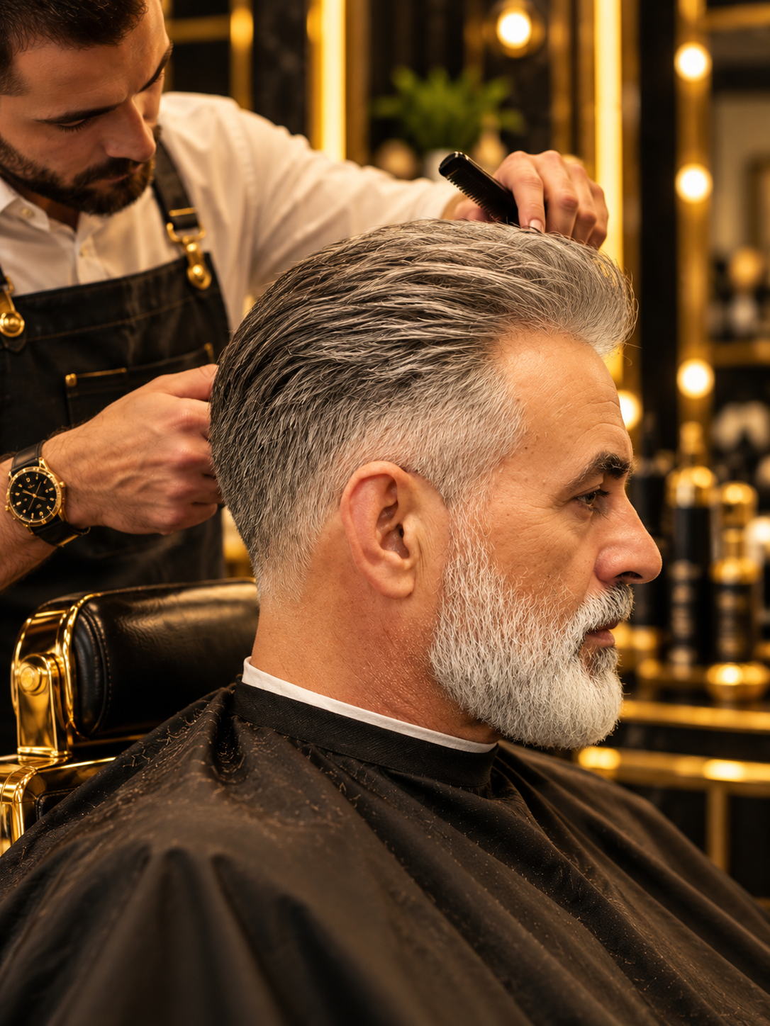 Classic gentleman haircut and beard grooming at Nu Look Barber