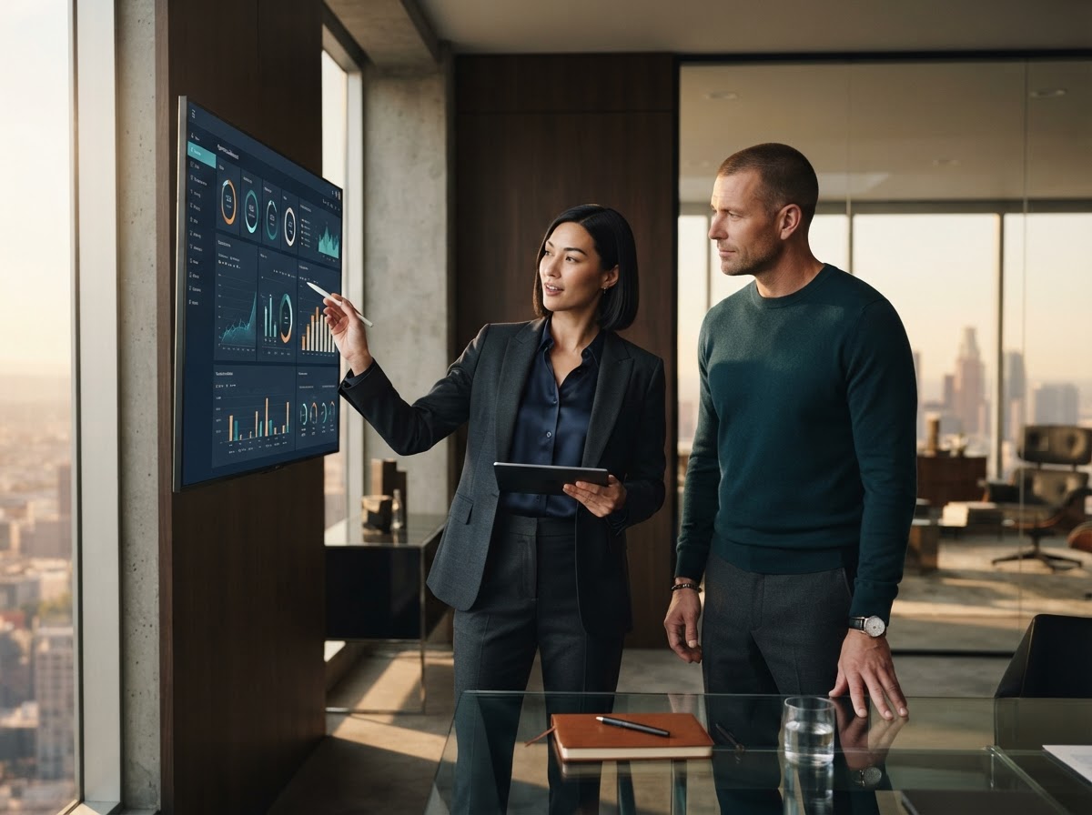 Cairn Circuit Advisory consultants reviewing an operations dashboard with a client team