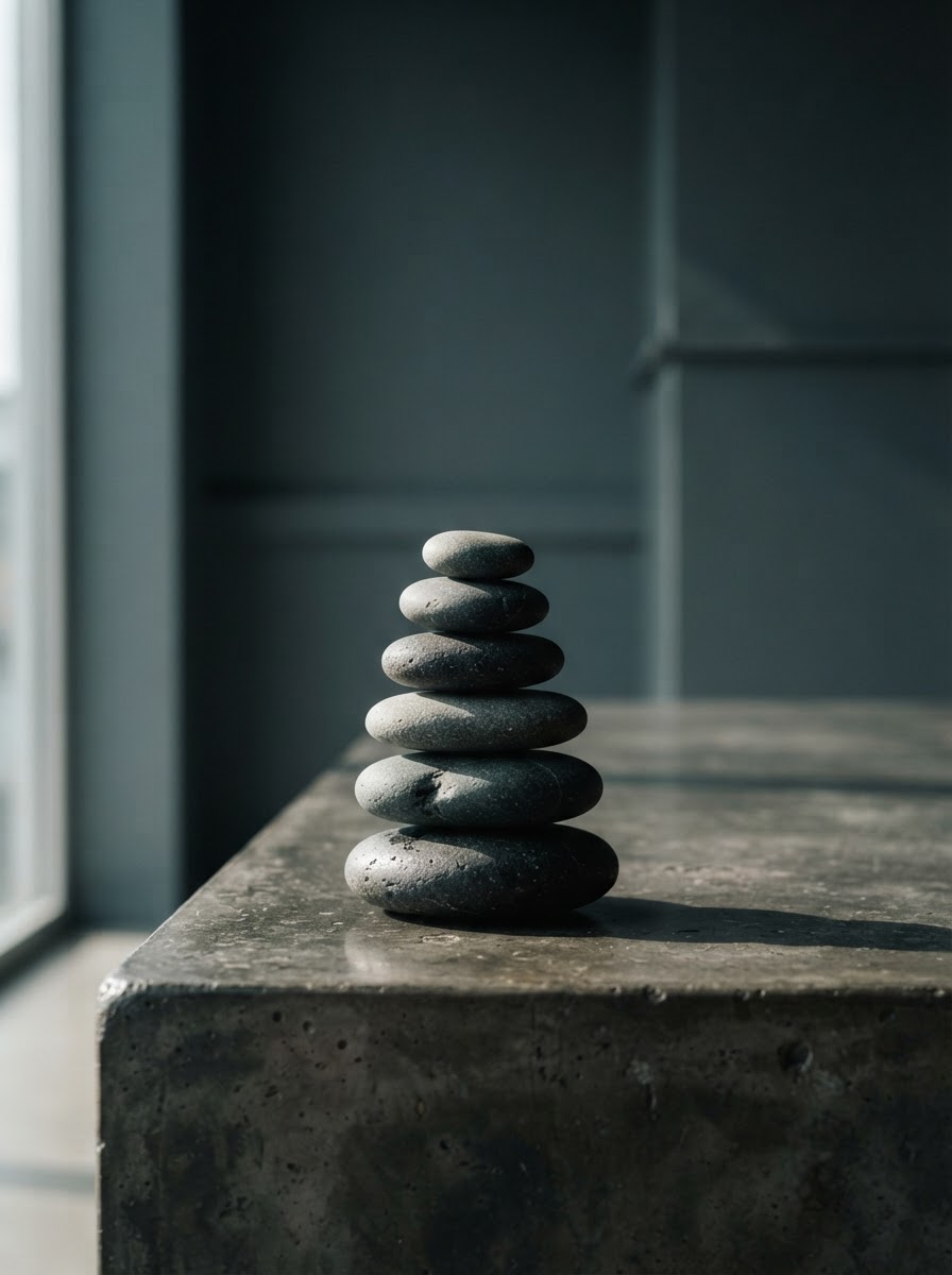 A balanced cairn of stacked stones — the Cairn Circuit metaphor for clarity and steady progress