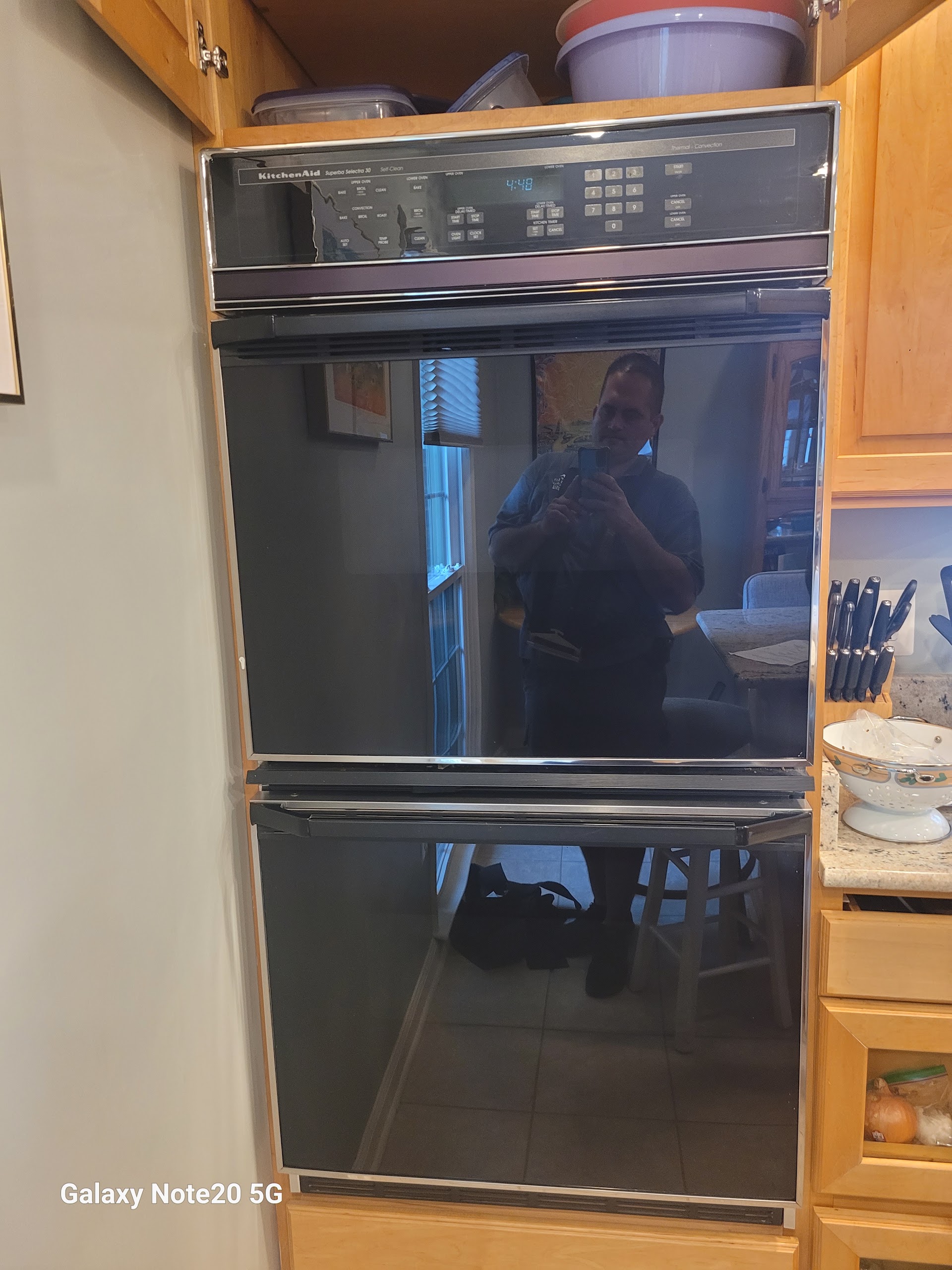 KitchenAid double wall oven flush-fit integration with surrounding cabinetry
