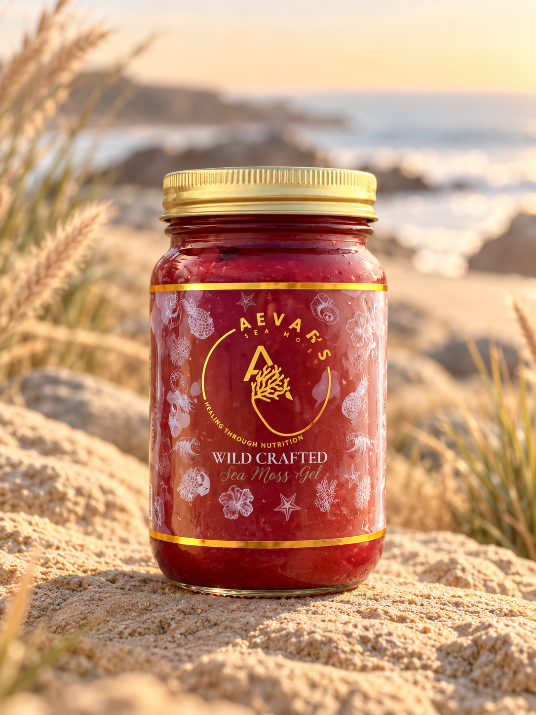 Red Crimson 24 oz sea moss gel jar