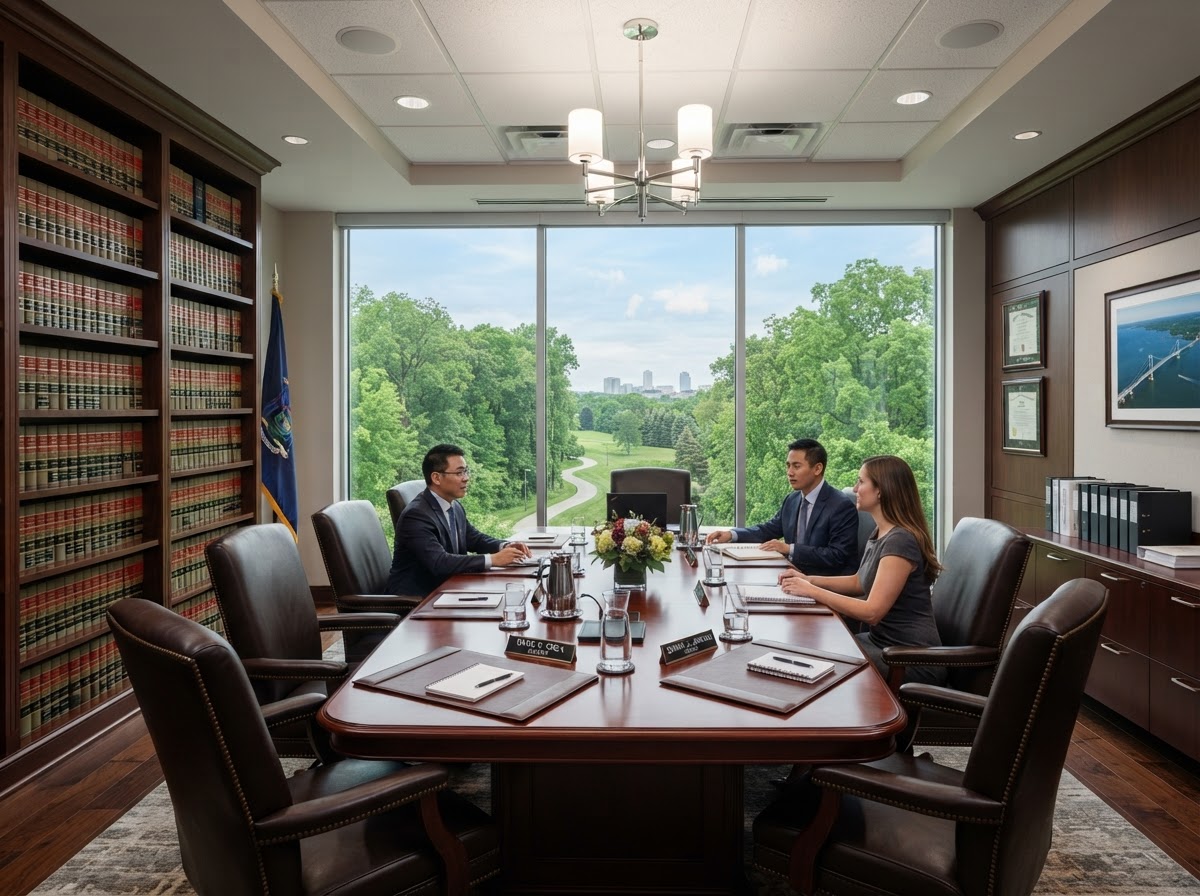 Tilchin & Hall conference room where attorneys meet with clients
