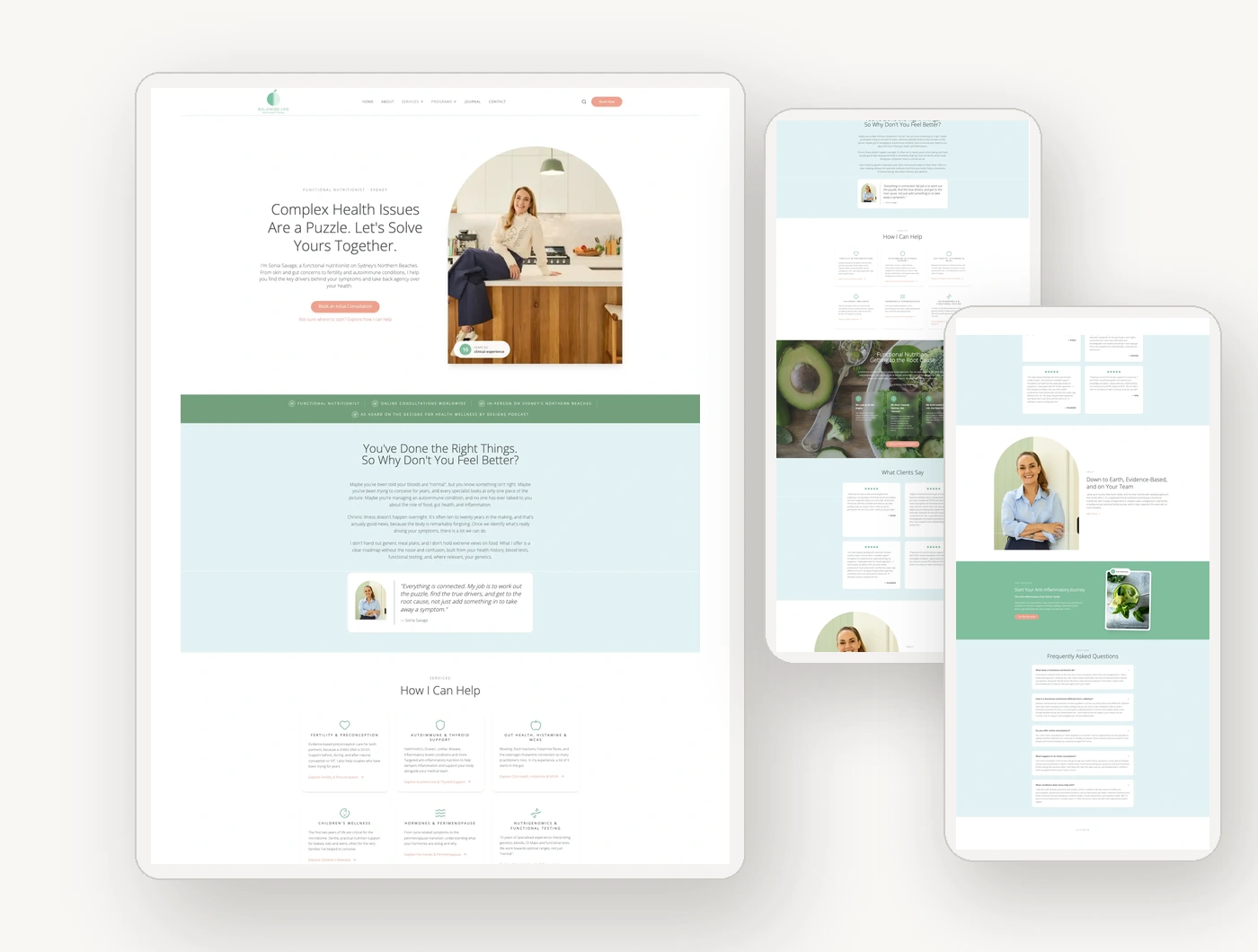 Balanced Life Nutrition live website mockup