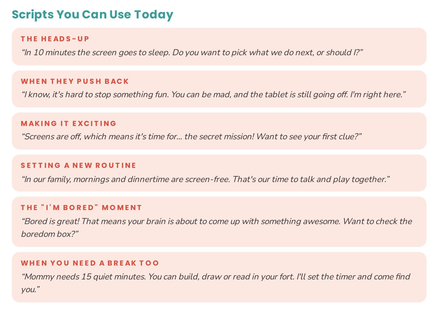 Scripts You Can Use Today — phrases to turn off screens without a battle