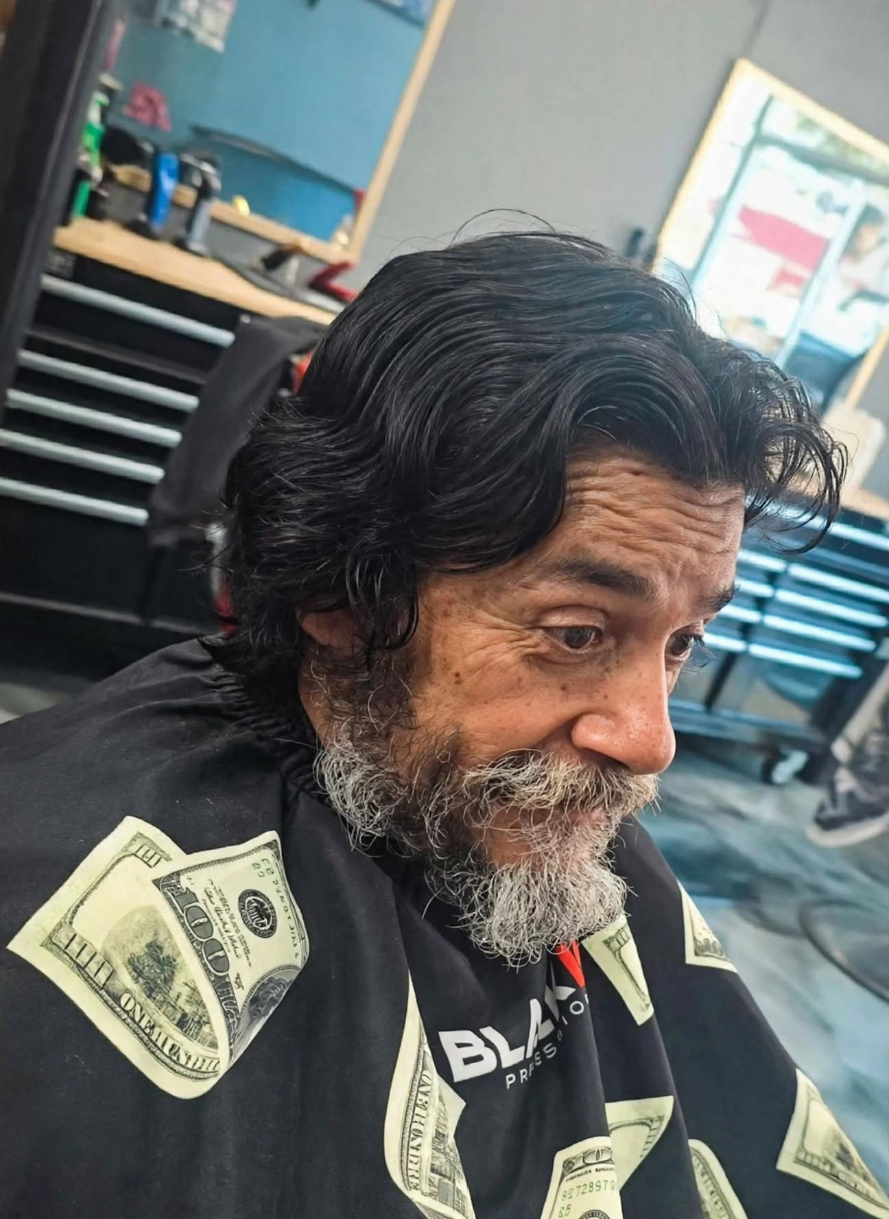 Before: man with beard and overgrown hair
