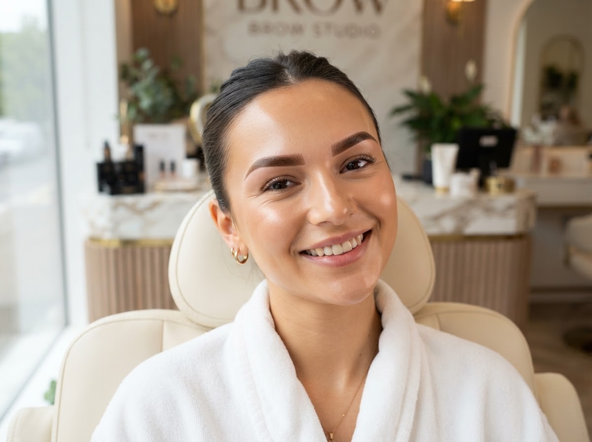 Eyebrow threading and henna tinting results at Fresa y Chocolate Westchester