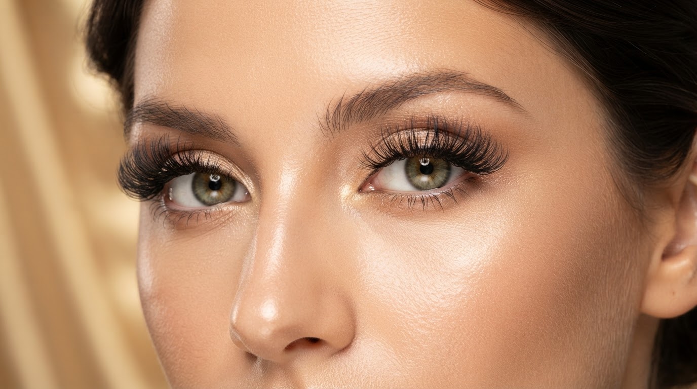 Woman with luxurious volume eyelash extensions at Fresa y Chocolate Westchester