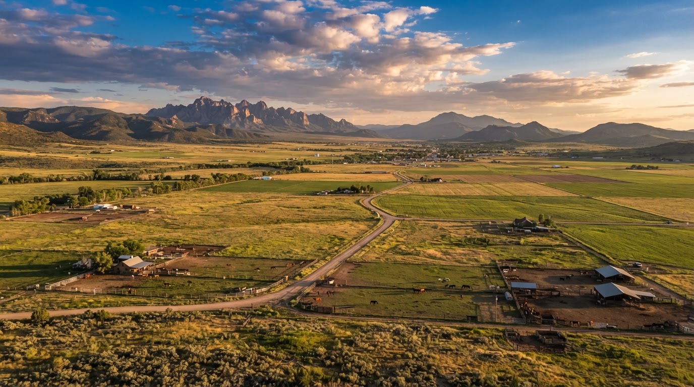 Aerial view of Chino Valley Arizona grasslands and irrigated acreage