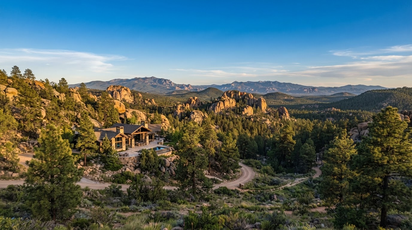 Wide cinematic landscape of the Prescott Arizona high desert