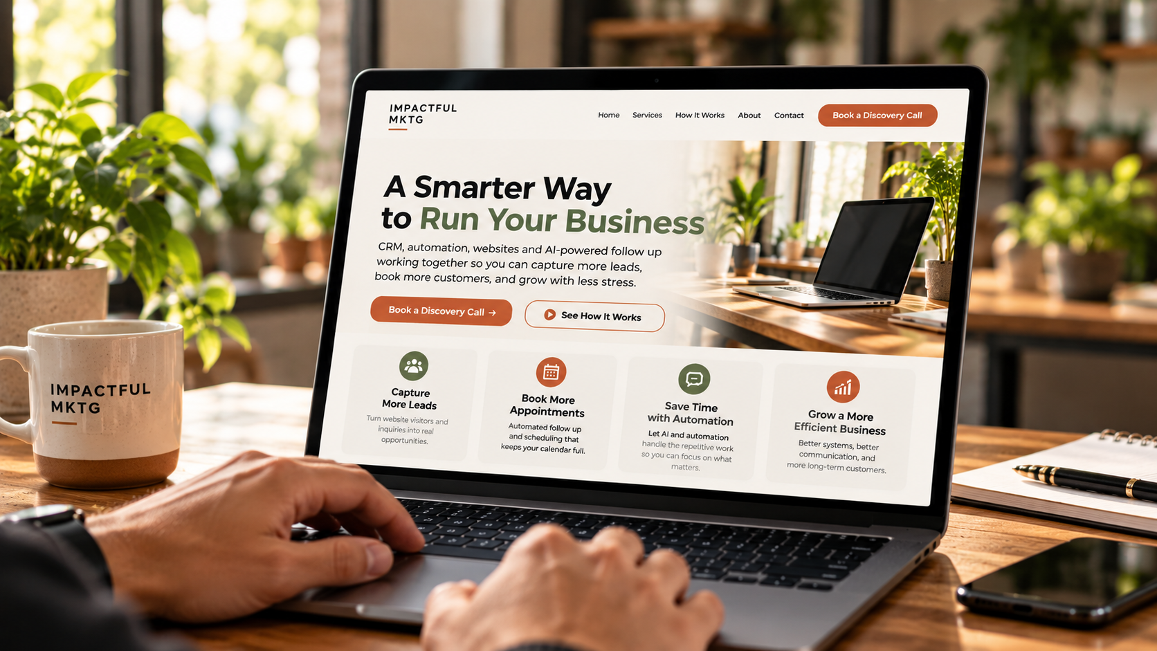 Modern business website designed for lead capture, automated scheduling, and CRM connectivity